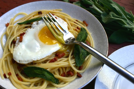 Spaghetti with Sage, Pancetta and Fried Egg Recip