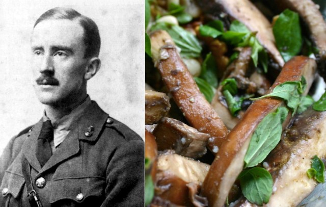 JRR Tolkein: Marinated mushrooms salad with spiced yogurt